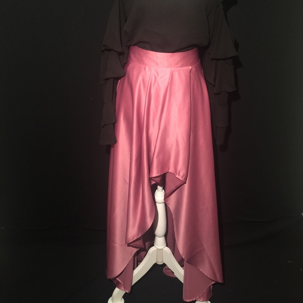 High low satin like maxi skirt